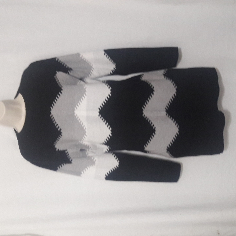 Custom Made Dress Size XL Black White Gray Stripes Jersey Knit Stretchy